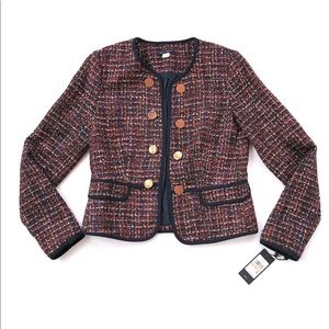 NWT Tommy Hilfiger Tweed Open Front Blazer Size 2